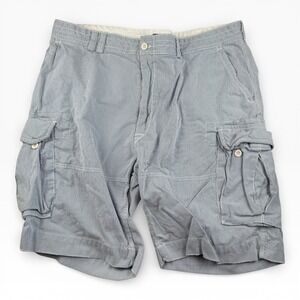 Polo Ralph Lauren Seer Sucker Cargo Shorts 44 B&T Blue White Cotton